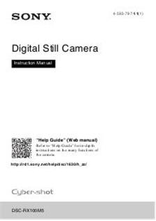 Sony Cyber-shot RX100 V manual. Camera Instructions.